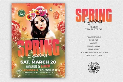 春天海报设计模板 Spring Equinox Flyer PSD V3