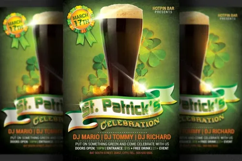 圣帕特里克斯绿色海报设计模板 St Patricks Party Flyer