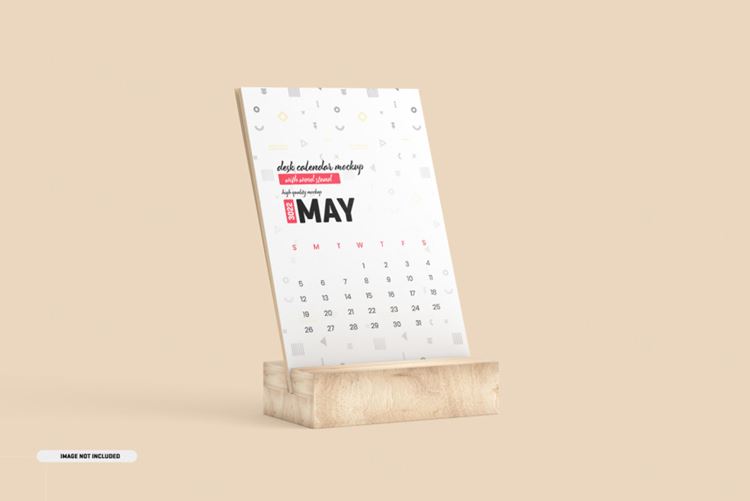 台历日历设计展示样机PSD模板 Desk calendar with stand mockup
