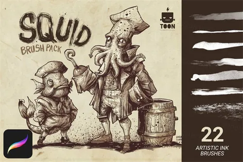 笔刷素材 Squid Brush Pack for Procreate