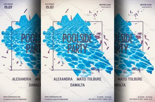 极简主义夏季泳池派对宣传海报模板 Minimal Summer Pool