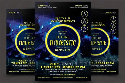 未来主义海报制作模板 Futuristic Flyer