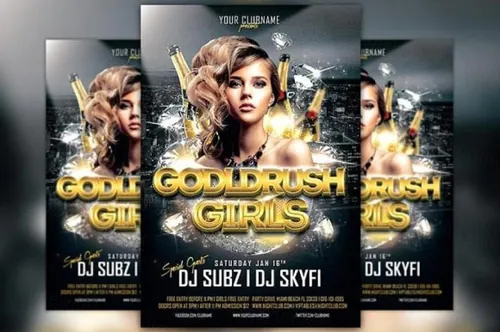热辣的女孩海报制作模板 Gold Rush Girls Flyer Template