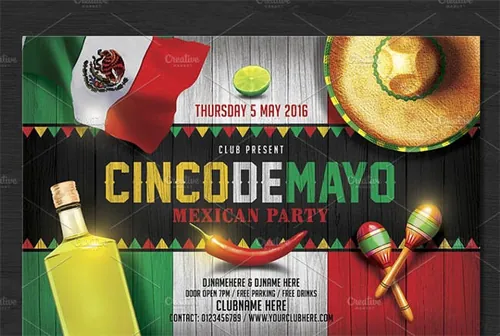 墨西哥节日宣传单制作模板 Cinco De Mayo Flyer