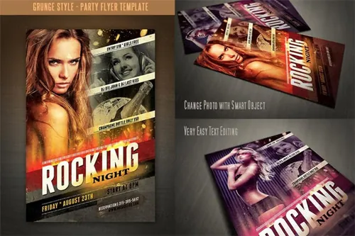 时尚人物海报设计模板 Grunge Style Flyer Template