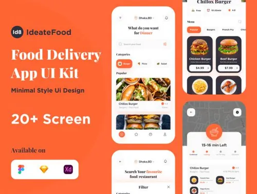外卖快餐餐饮订购移动APP界面UI素材 Ideate Food Del