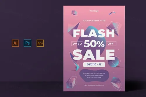 双11购物狂欢节促销海报设计模板素材 Flash Sale Template