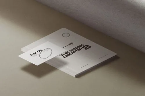 记事本名片品牌设计场景提案样机模板 Notepad And Business Mockups Shadow