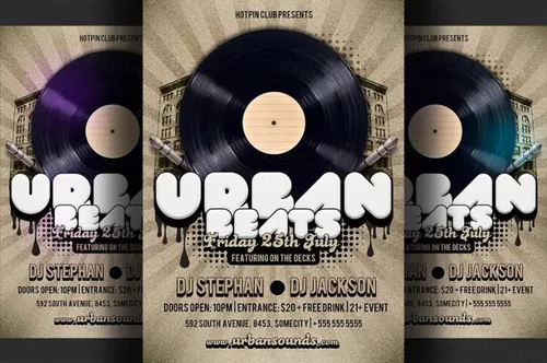 怀旧音乐海报设计模板 Hip Hop Party Flyer Template