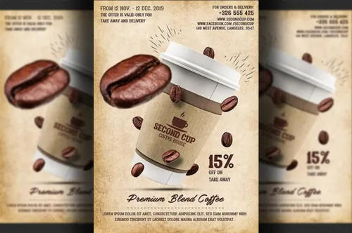 咖啡店宣传单制作模板 Coffee Shop Promotion Flyer
