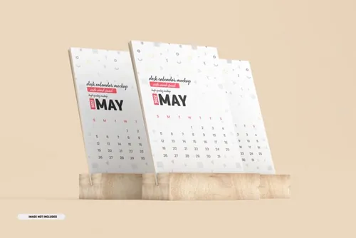 台历日历设计展示样机PSD模板 Desk calendar with stand mockup
