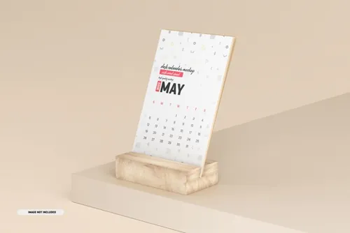 台历日历设计展示样机PSD模板 Desk calendar with stand mockup