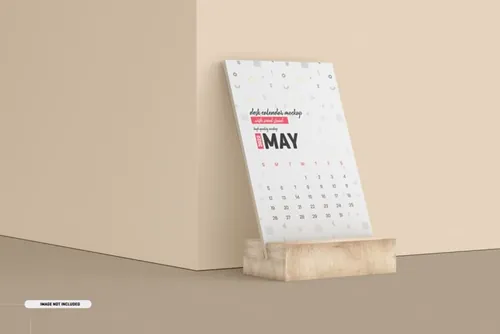 台历日历设计展示样机PSD模板 Desk calendar with stand mockup