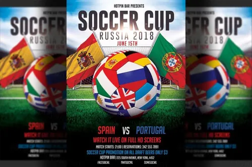 世界杯足球海报设计模板 Football World Cup  Flyer