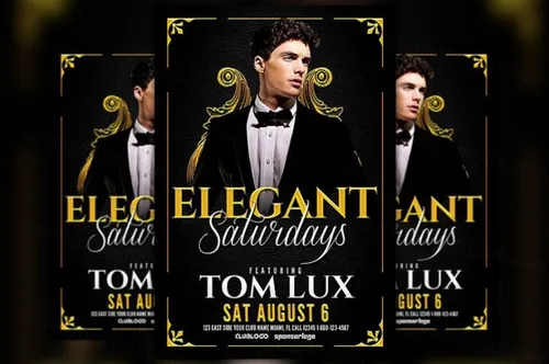优雅的周六派对宣传单 Elegant Saturday Party Flyer