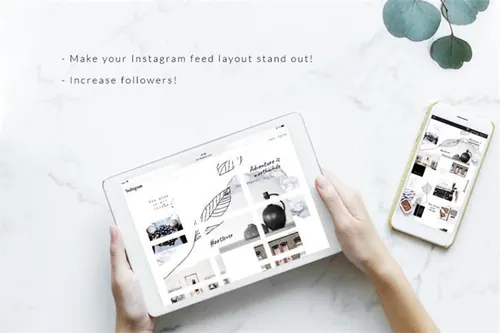 水彩Instagram社交网络拼图设计模板