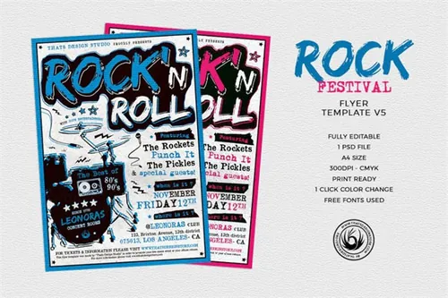 摇滚节日传单PSD模板 V5 Rock Festival Flyer