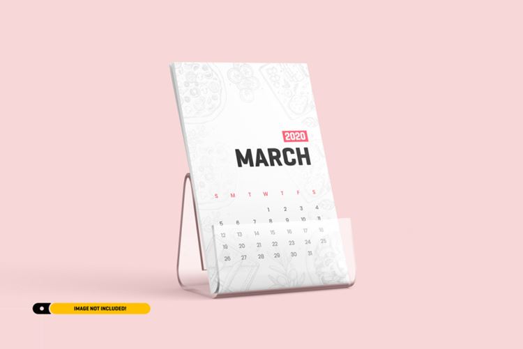 台历日历设计展示样机PSD模板 Desk calendar with stand mockup