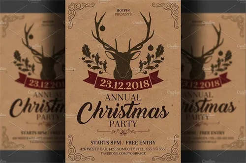 圣诞节邀请函海报模板 Christmas Invitation Flyer