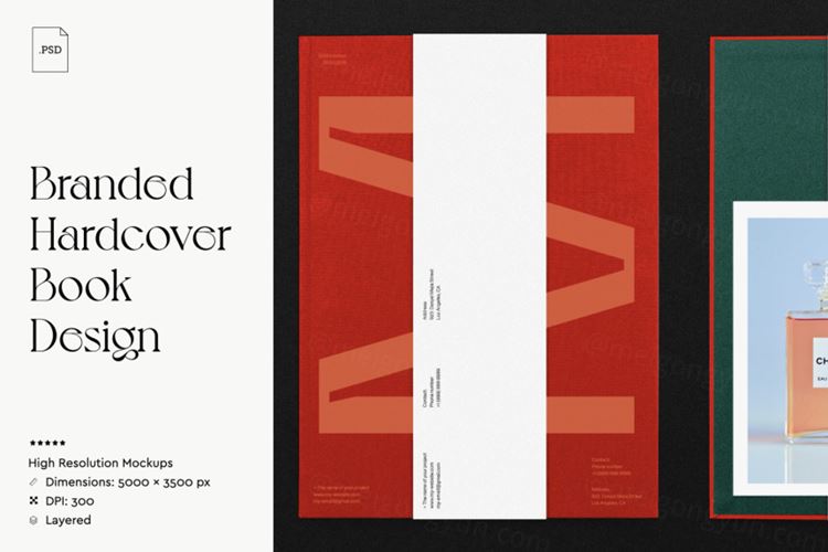 高品质自然光影多种背景纹理书籍封面设计提案样机模板 Bran