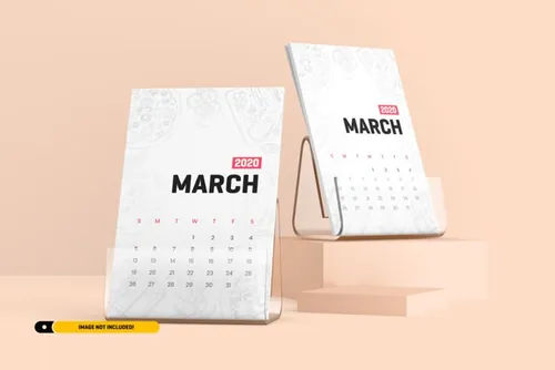 台历日历设计展示样机PSD模板 Desk calendar with stand mockup