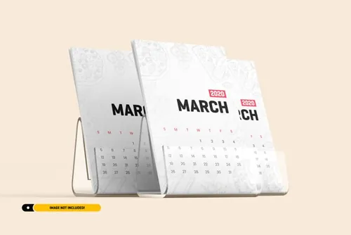 台历日历设计展示样机PSD模板 Desk calendar with stand mockup