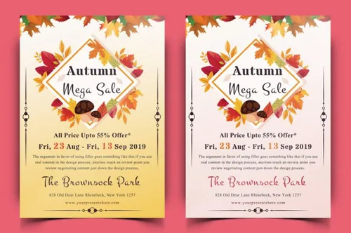 秋季枫叶节日活动宣传海报传单设计模板 Autumn Festival Flyer-14