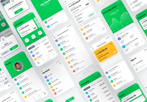 手机银行移动APP程序UI界面素材 Mobile Banking Ap