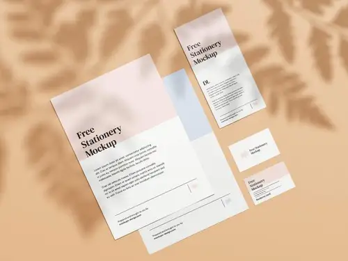 带阴影叠加的品牌VI设计提案样机PSD模板 Simple Stationery Mocku