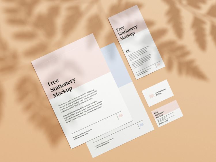 带阴影叠加的品牌VI设计提案样机PSD模板 Simple Stationery Mockup