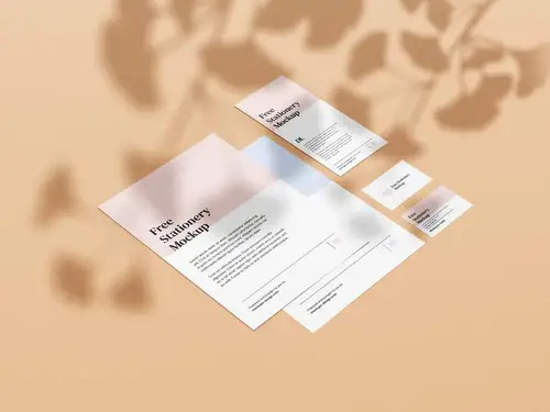 带阴影叠加的品牌VI设计提案样机PSD模板 Simple Stationery Mocku