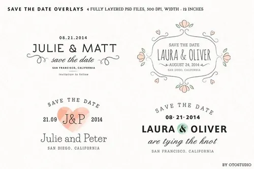 保存日期英文排版装饰设计素材Save the Date Overlays - Set 1 3
