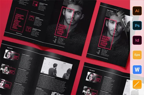 艺术策划团队工作室宣传手册设计模板 Art Director Brochure Bifold