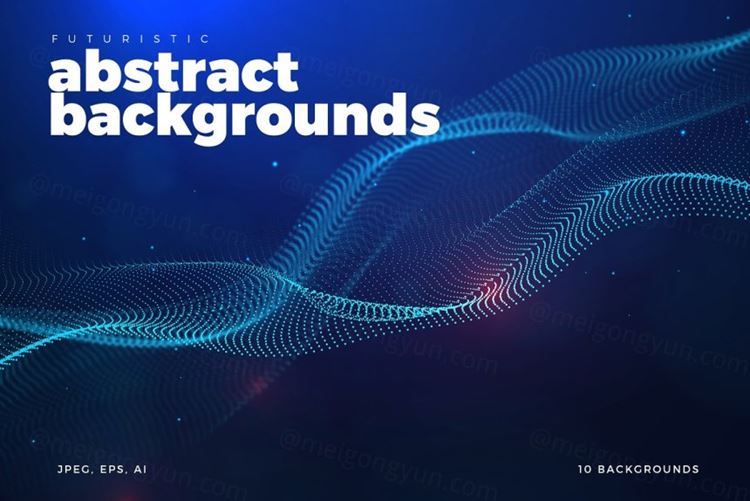 现代多边形波浪形粒子网络未来科技抽象背景矢量素材 Futur