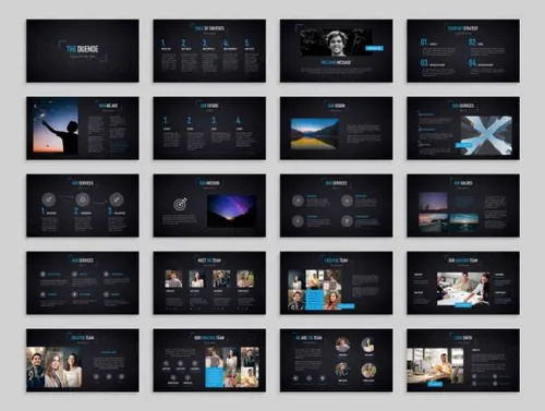 响应式代理商网站着陆页设计 Dark Powerpoint Templ