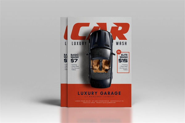 汽车保养清洁服务4S店广告传单设计模板 Car Wash Flyer