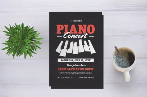 钢琴音乐会活动宣传海报传单设计模板 Piano Concert Flyer