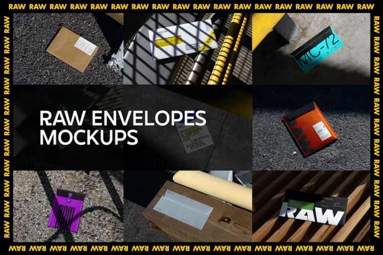 高质量信封包裹快递袋文件袋品牌VI设计贴图展示样机PSD模板