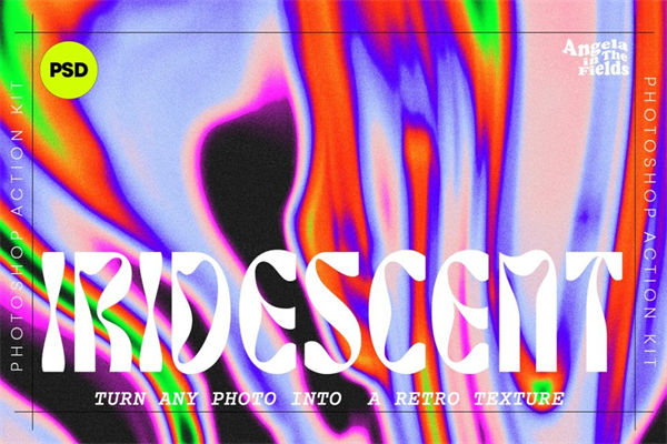 新复古未来派酸性艺术迷幻全息渐变纹理生成PS动作 Iridescent