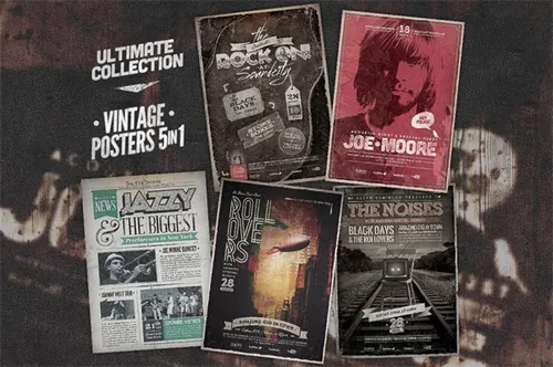 5款复古海报模板Ultimate-Vintage-Poster-Bundle