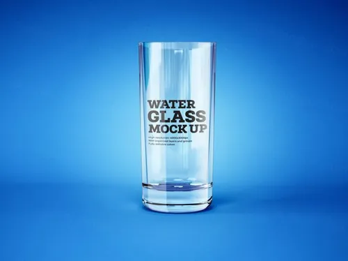 餐厅酒吧鸡尾酒透明玻璃杯品牌包装设计样机PSD模板 Water and cocktail glass mockup