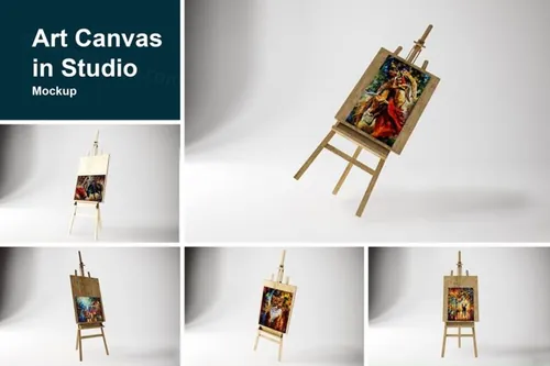 画室场景的画板展示模型 Art canvas in Studio