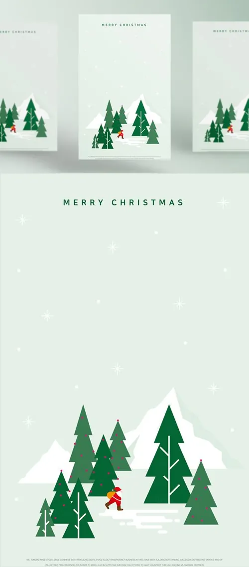 小清新淡雅圣诞节新年矢量插画AI矢量插图素材