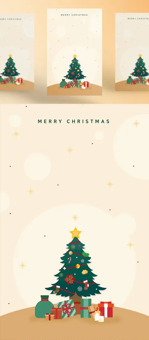 小清新淡雅圣诞节新年矢量插画AI矢量插图素材