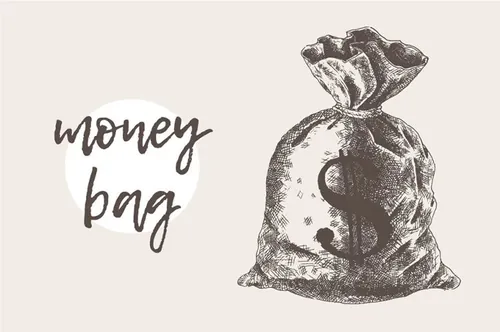 手绘袋子素材插画 Illustration of a money bag
