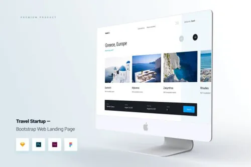 旅行旅游网站bootstrap网页模板下载（Sketch,PSD,XD