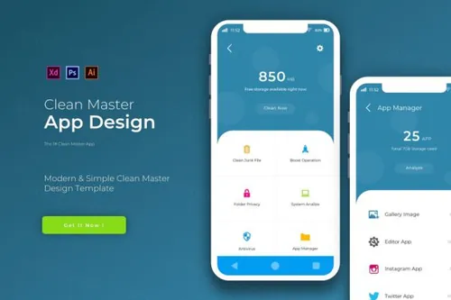 CleanMaster 手机清理工具UI kits（Ai,XD,PSD