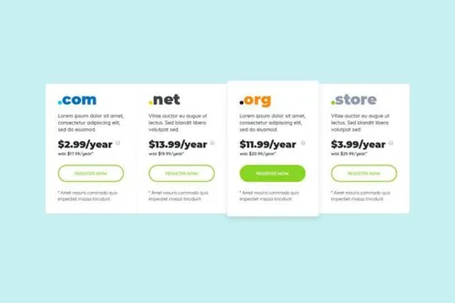 服务器主机套餐价格UI界面模板（PSD）