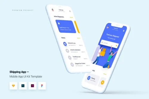 物流 货运 移动 UI Kit 模板下载(Sketch,Fig,PSD