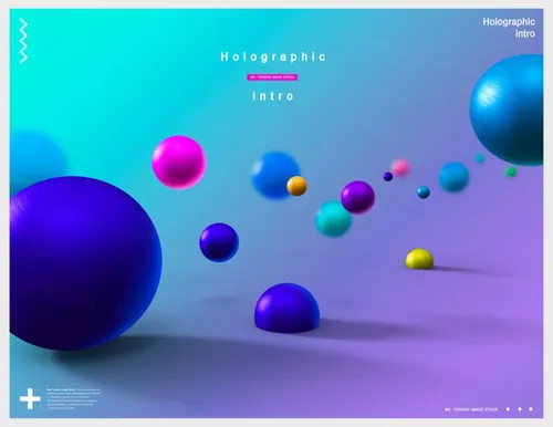 创意立体几何彩色球体空间合成背景